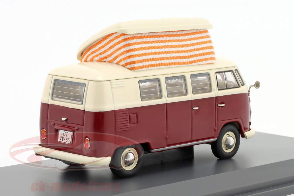 Volkswagen VW T1b Camper Année de construction 1962 rouge foncé / beige 1:43 Schuco