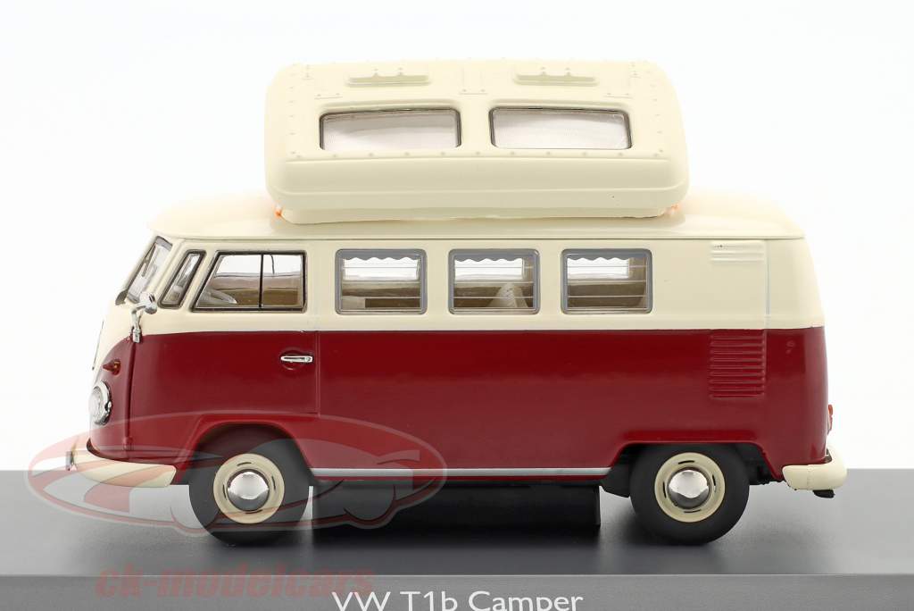 Volkswagen VW T1b Camper Byggeår 1962 mørkerød / beige 1:43 Schuco