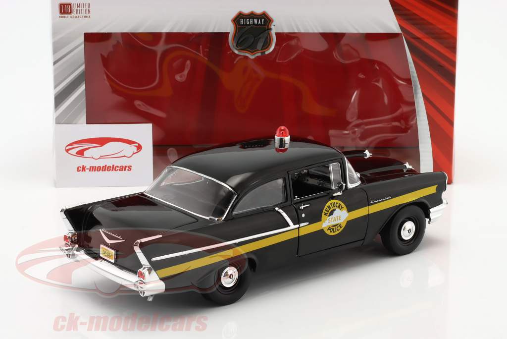 Chevrolet 1957 Sedan Kentucky State Police 1957 sort / gul 1:18 Highway61