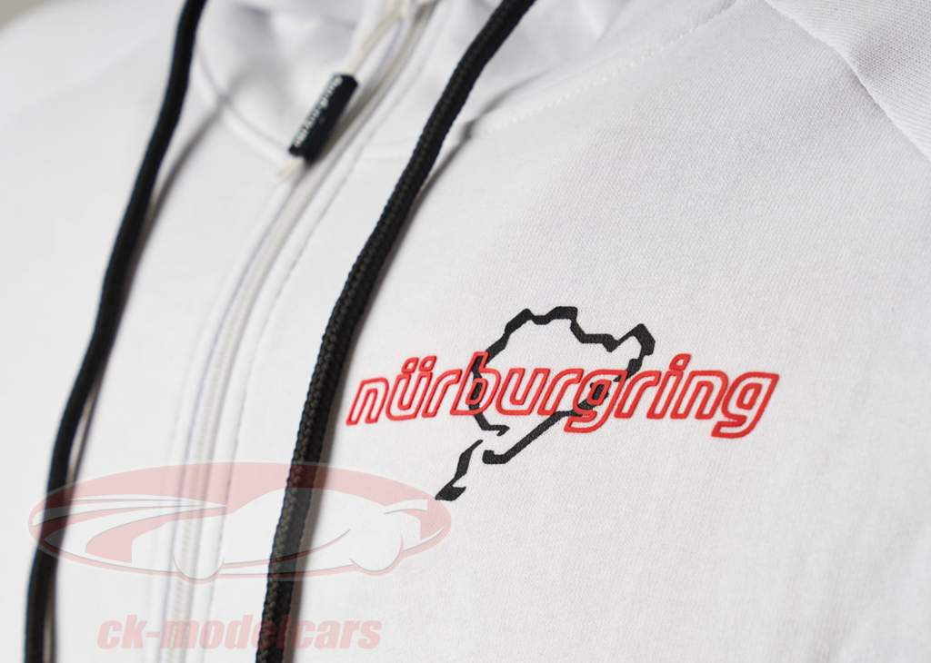 Nürburgring Kapuzen-Sweatjacke Curbs schwarz / weiß / rot