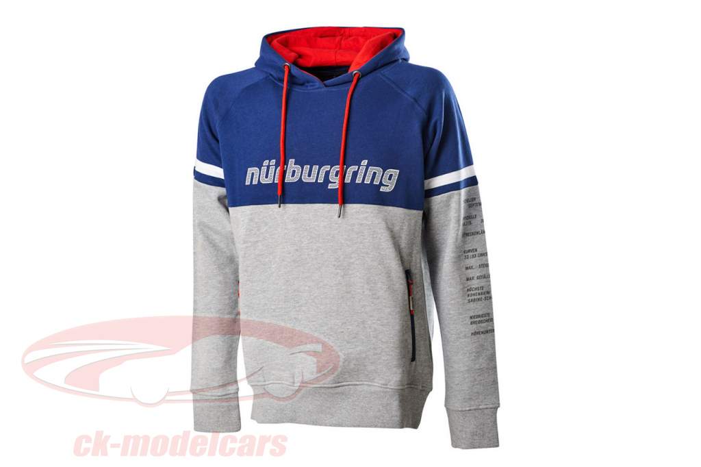Nürburgring Pullover con cappuccio Challenge blu / grigio melange