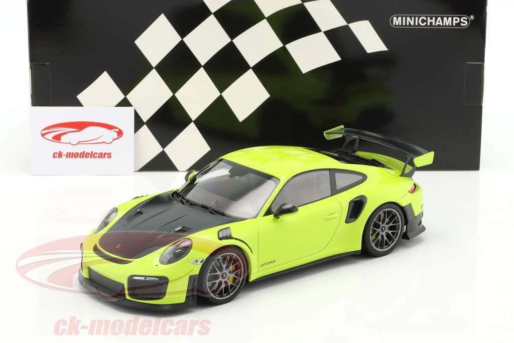 Porsche 911 (991 II) GT2 RS 2018 lysegrøn / sølv fælge 1:18 Minichamps