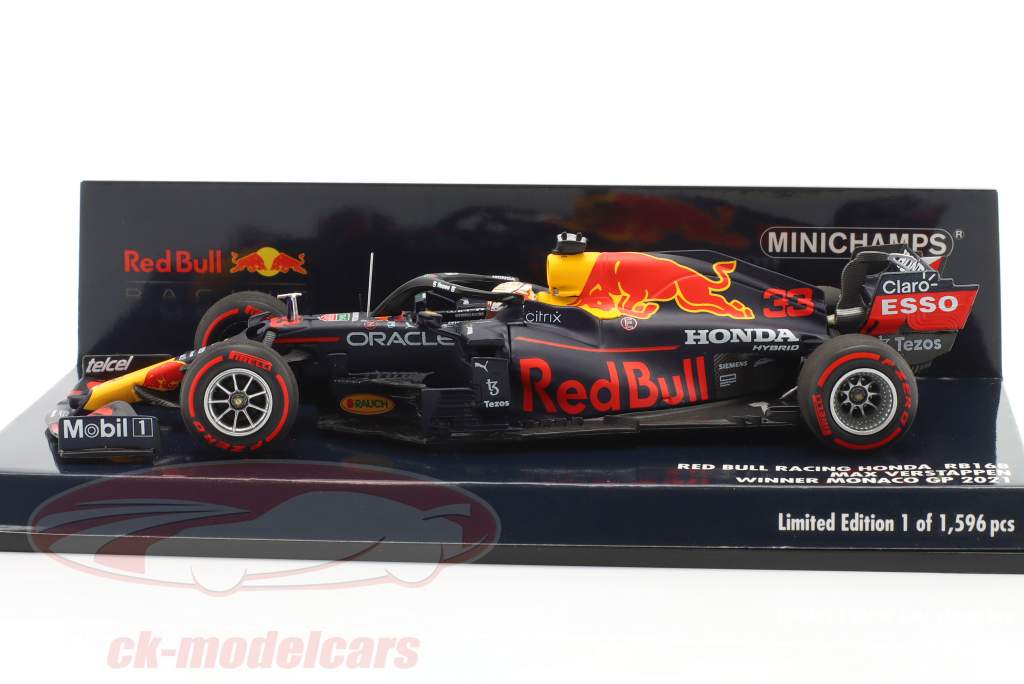 Max Verstappen Red Bull RB16B #33 gagnant Monaco GP formule 1 Champion du monde 2021 1:43 Minichamps