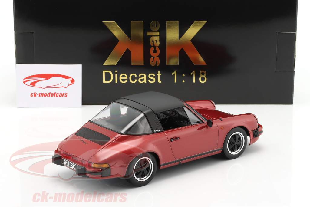 Porsche 911 SC Targa bouwjaar 1983 donkerrood metalen 1:18 KK-Scale