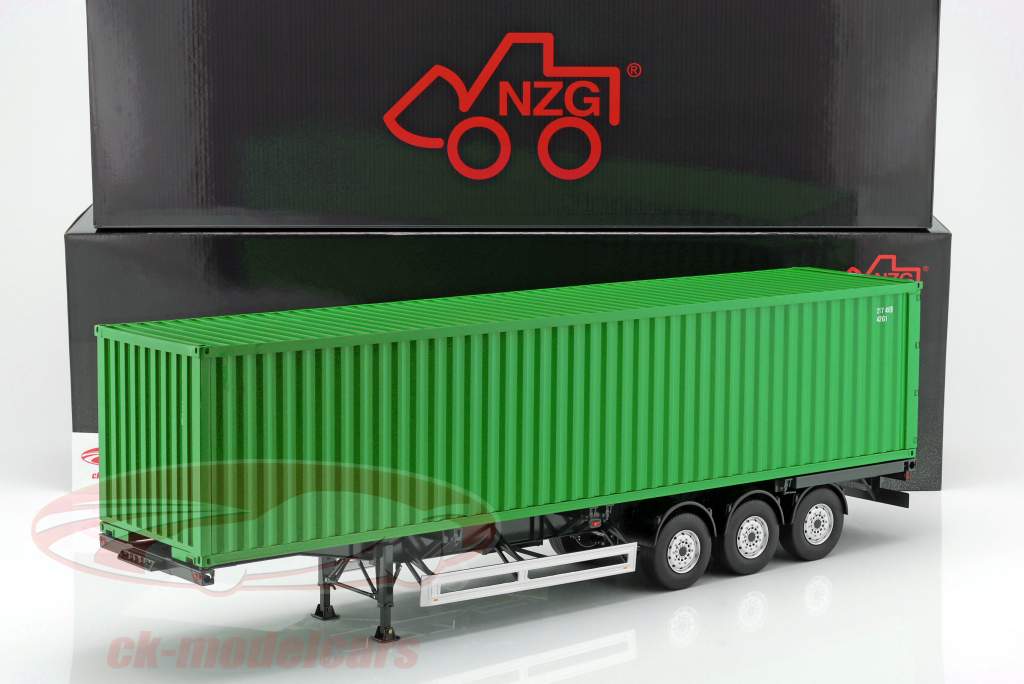 Set semi trailer Europa Med 40 FT Beholder grøn 1:18 NZG