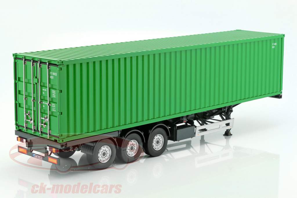 Set semi trailer Europa Med 40 FT Beholder grøn 1:18 NZG