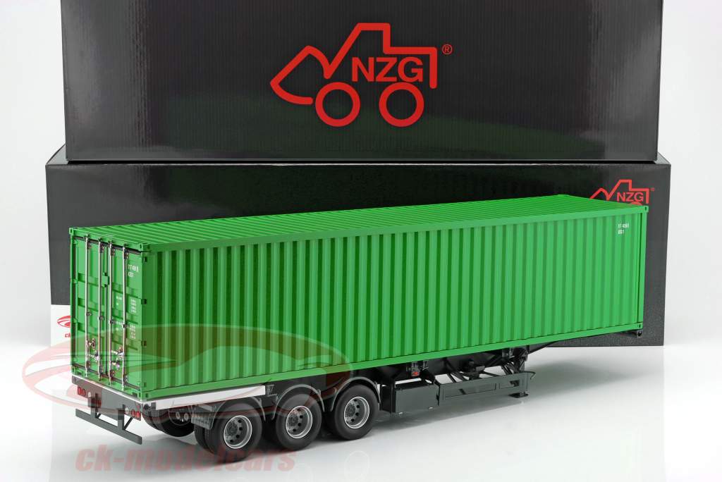 Set semi-trailer International with 40 FT Container green 1:18 NZG