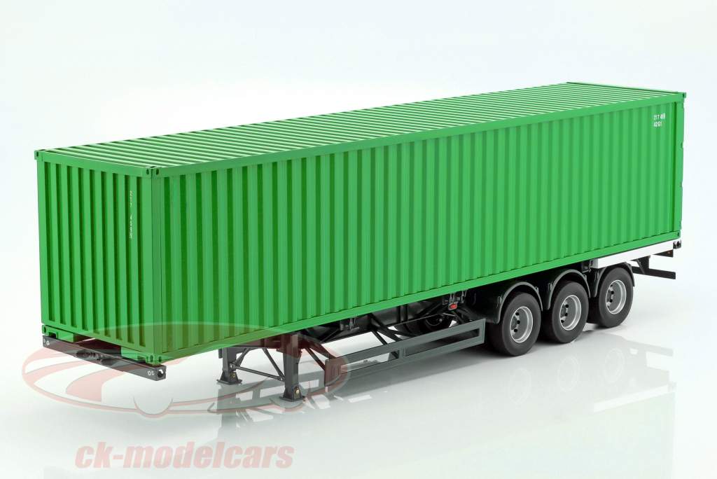 Set Sattelauflieger International mit 40 FT Container grün 1:18 NZG