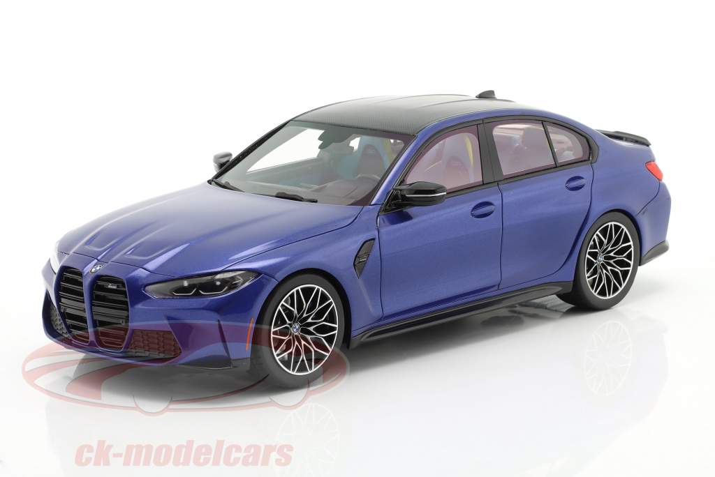 BMW M3 Competition (G80) Byggeår 2021 portimao blå metallisk 1:18 TrueScale
