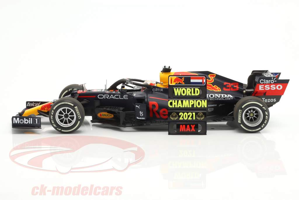 Max Verstappen Red Bull RB16B #33 ganador Abu Dhabi fórmula 1 Campeón mundial 2021 1:18 Minichamps