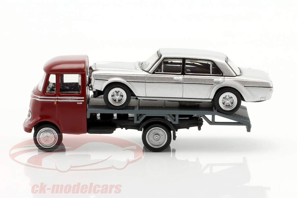 2-Car Set: Mercedes-Benz L319 Car transporter with Mercedes-Benz 300 SEL 1:87 Schuco
