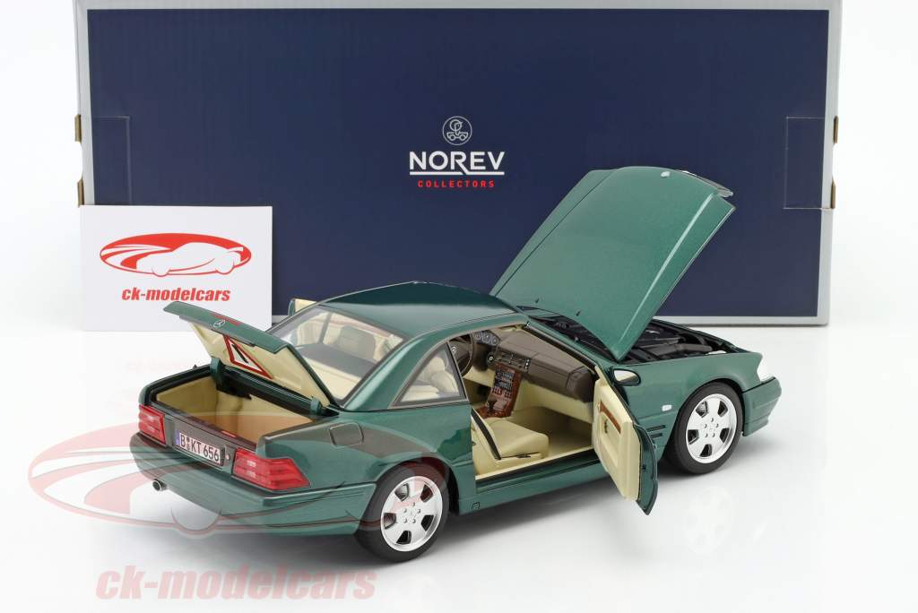 Mercedes-Benz 500 SL Anno di costruzione 1999 verde metallico 1:18 Norev