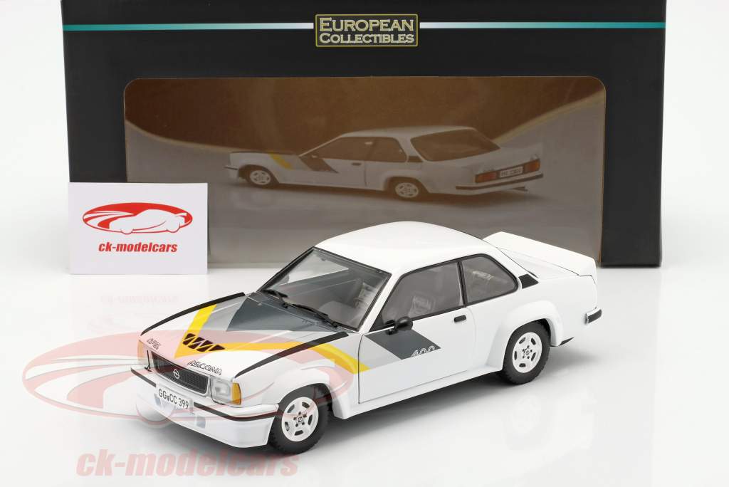 Opel Ascona 400 Byggeår 1982 hvid / gul / Grå / sort 1:18 Sun Star