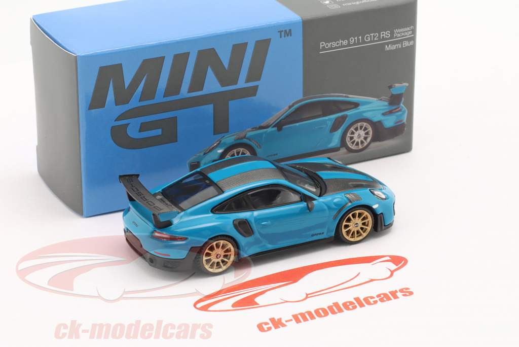 Porsche 911 GT2 RS Weissach Paket RHD Miami blau 1:64 TrueScale