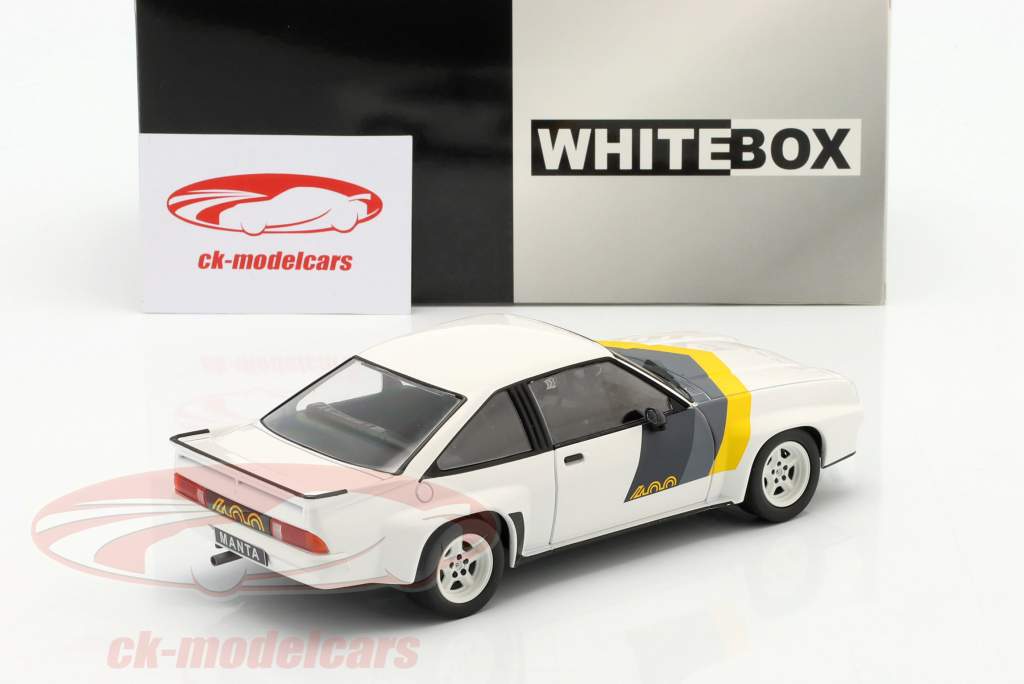 Opel Manta B 400 Rallye weiß / gelb / grau 1:24 WhiteBox