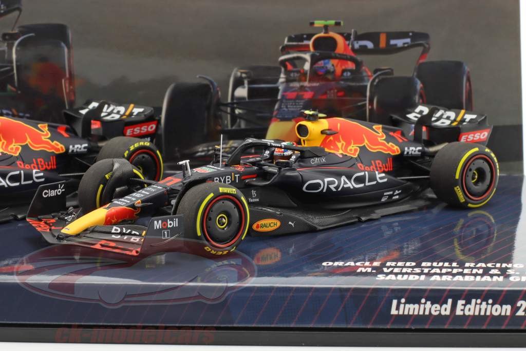 2-Car Set Verstappen #1 Weltmeister 2022 & Perez #11 Saudi Arabien GP Formel 1 2022 1:43 Minichamps
