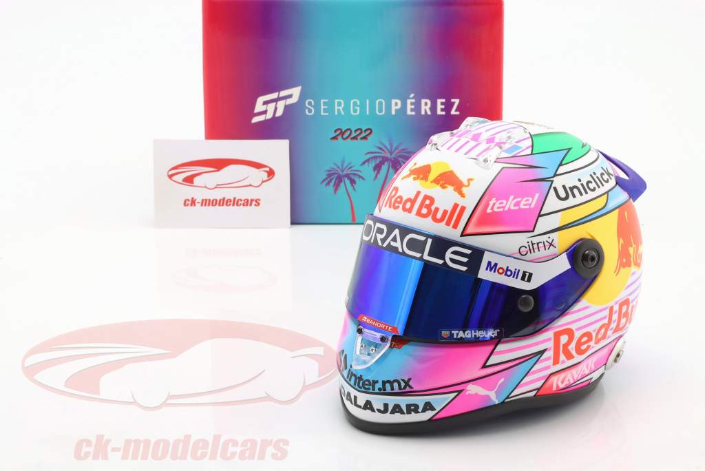 S. Perez #11 Oracle Red Bull Racing Miami GP Formel 1 2022 hjelm 1:2 Schuberth