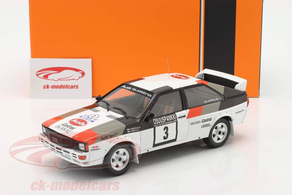 Audi Quattro #3 ganador Rallye 1000 Lakes 1982 Mikkola, Hertz 1:18 Ixo