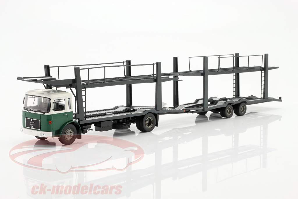 M.A.N. car transporter with Trailer year 1970 green / white 1:43 Ixo