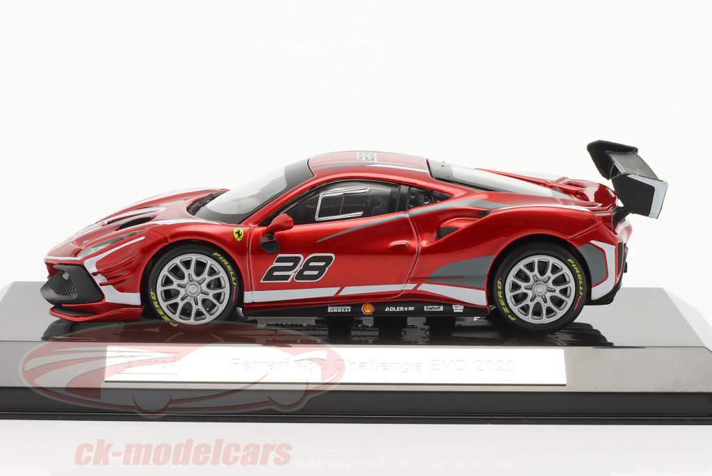 Ferrari 488 Challenge EVO #28 Año de construcción 2020 rojo / Blanco 1:43 Bburago