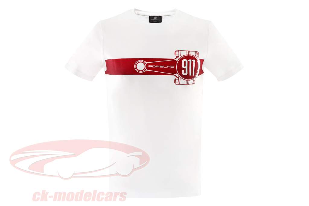 Porsche T-Shirt 911 Pleuel weiß / bordeaux rot