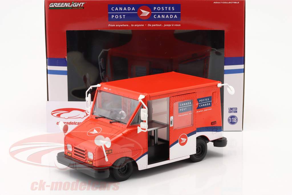 Canada Post Long-Life véhicule postal (LLV) rouge / Blanc 1:18 Greenlight