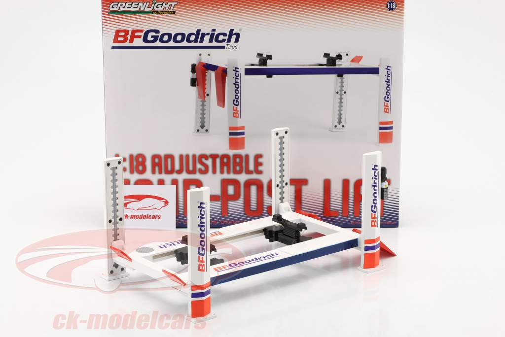 Adjustable four pillars lifting platform BF Goodrich white / blue / red 1:18 Greenlight
