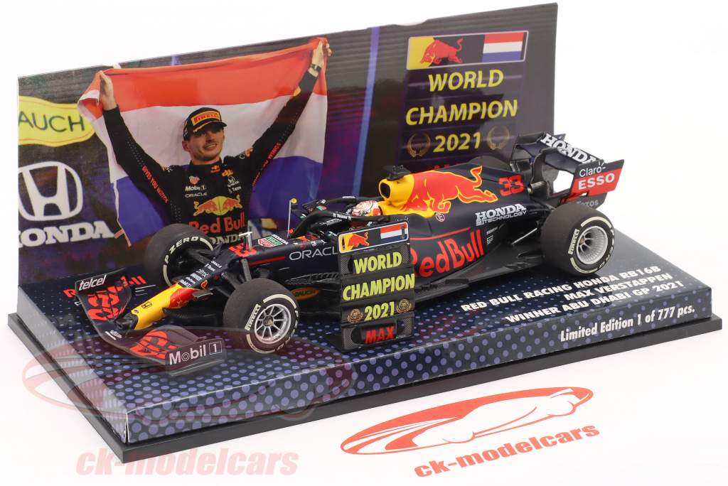 Max Verstappen Red Bull RB16B #33 Sieger Abu Dhabi Formel 1 Weltmeister 2021 1:43 Minichamps