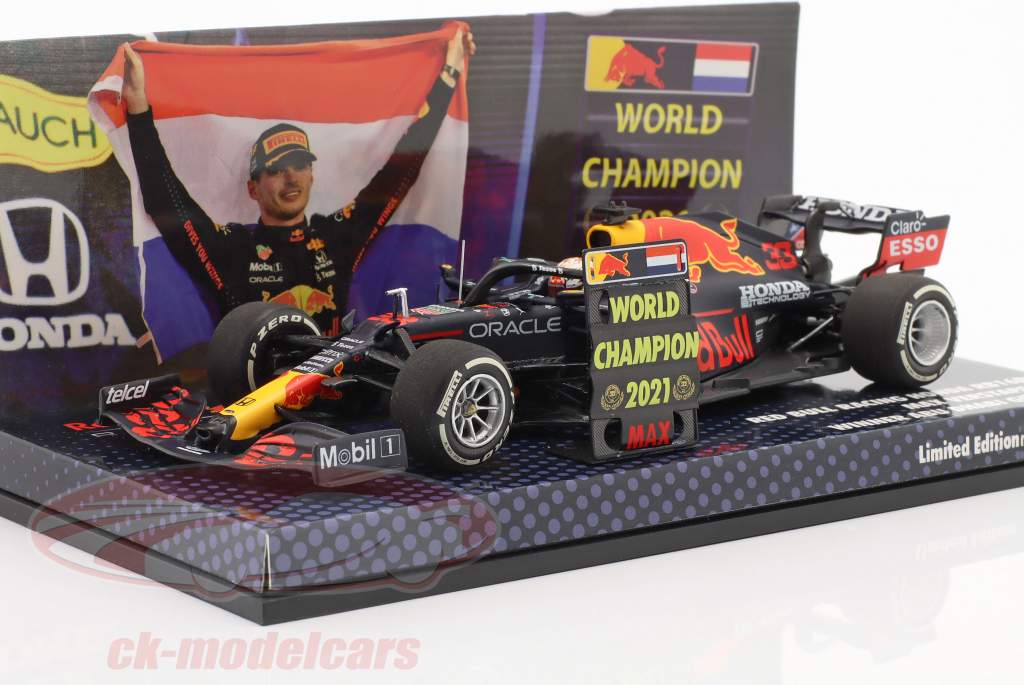 Max Verstappen Red Bull RB16B #33 Sieger Abu Dhabi Formel 1 Weltmeister 2021 1:43 Minichamps