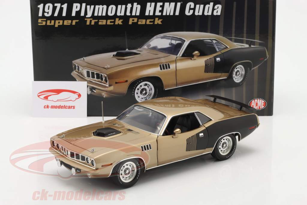 Plymouth Hemi Cuda Super Track Pack 1971 gyldenbrun / sort 1:18 GMP