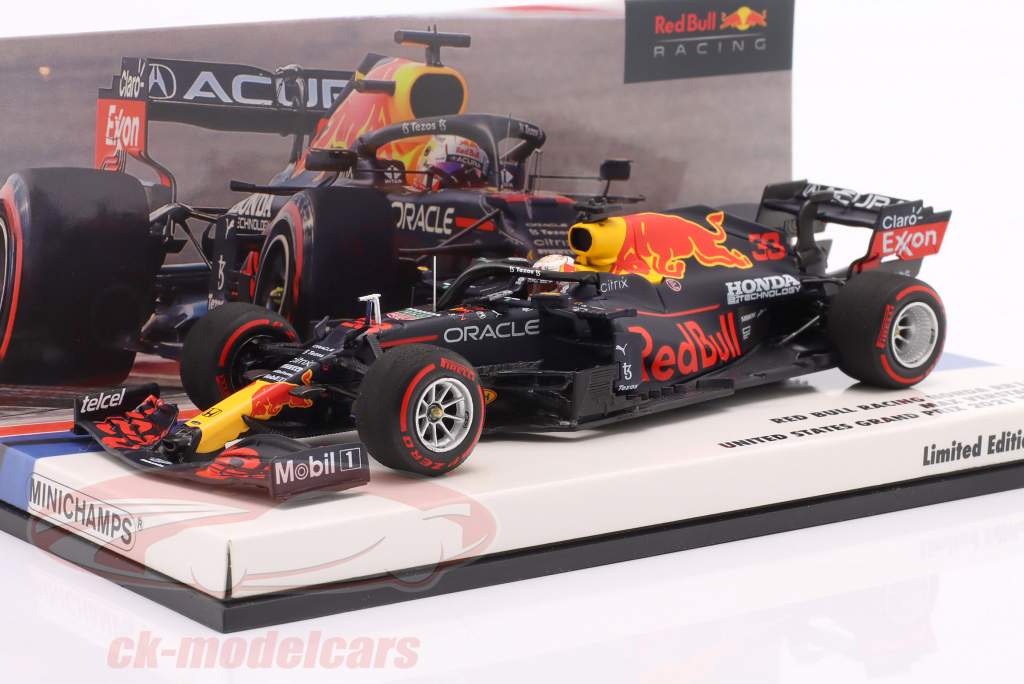 Max Verstappen Red Bull RB16B #33 ganador Estados Unidos GP fórmula 1 Campeón mundial 2021 1:43 Minichamps