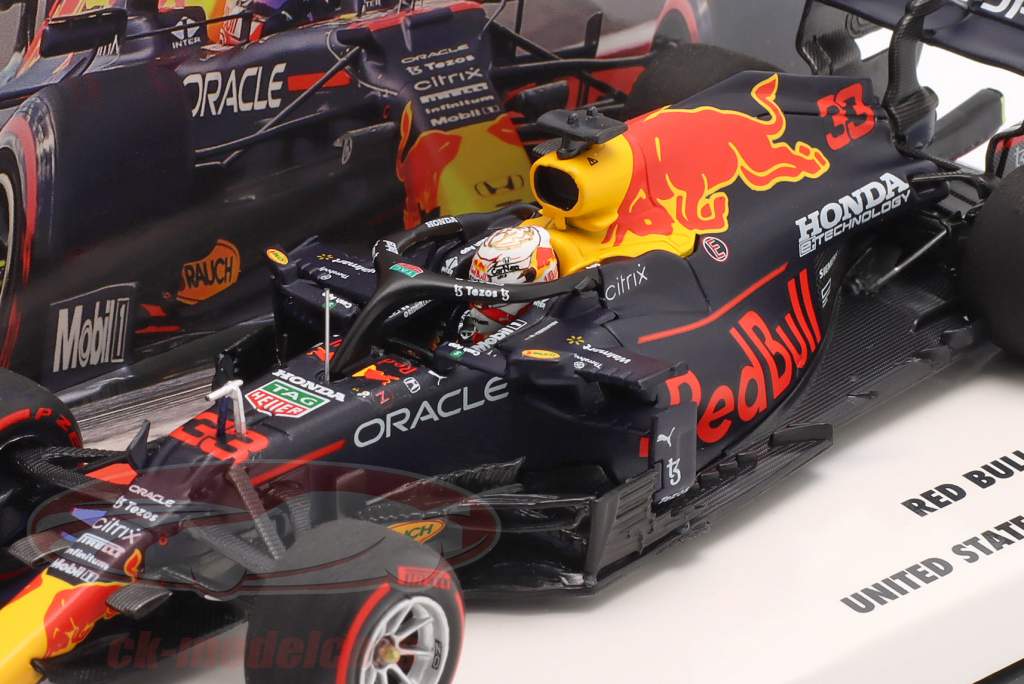 Max Verstappen Red Bull RB16B #33 ganador Estados Unidos GP fórmula 1 Campeón mundial 2021 1:43 Minichamps