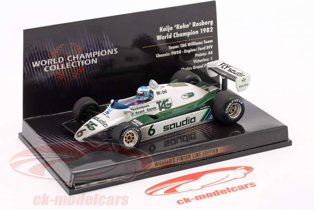 Keke Rosberg Williams FW08 Dirty Version #6 方式 1 世界チャンピオン 1982 1:43 Minichamps