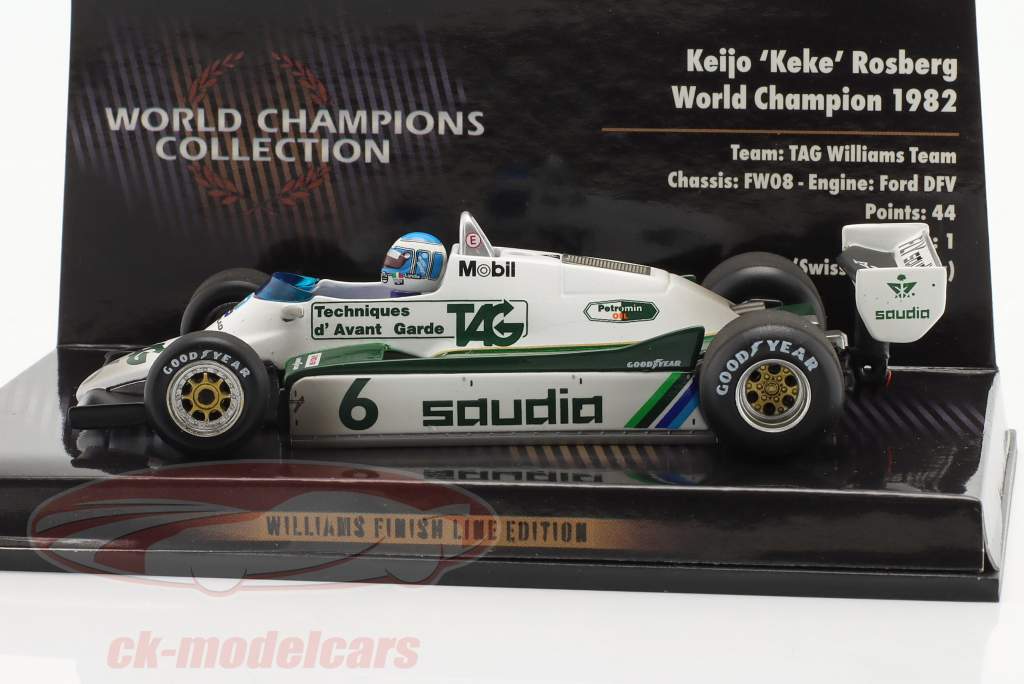 Keke Rosberg Williams FW08 Dirty Version #6 formule 1 Wereldkampioen 1982 1:43 Minichamps