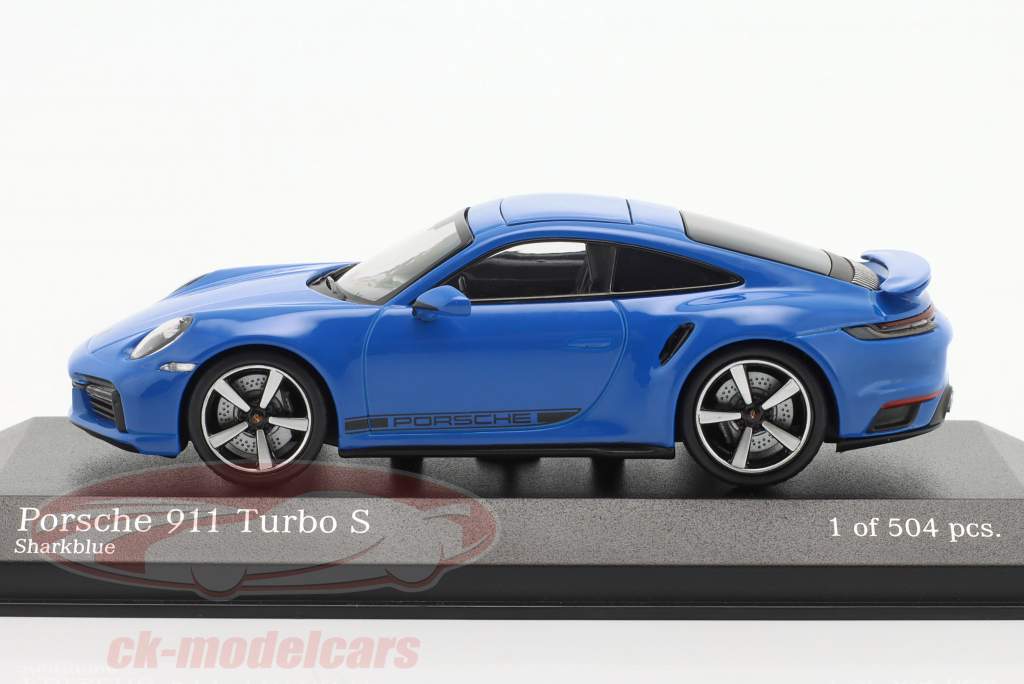 Porsche 911 (992) Turbo S Coupe Byggeår 2020 shark blå 1:43 Minichamps
