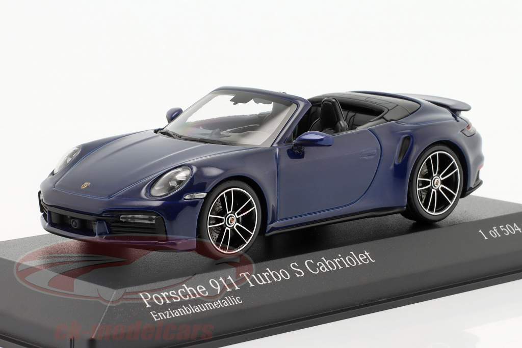 Porsche 911 (992) Turbo S convertible 2020 azul genciana metálico 1:43 Minichamps