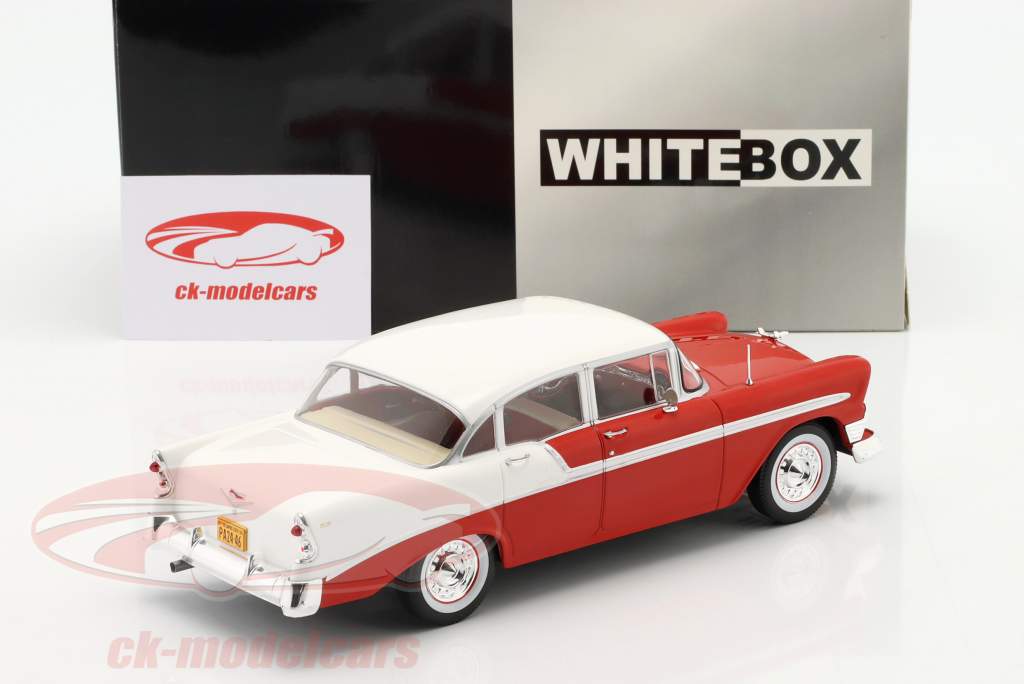 Chevrolet Bel Air 4-door Sedan year 1956 red / white 1:24 WhiteBox