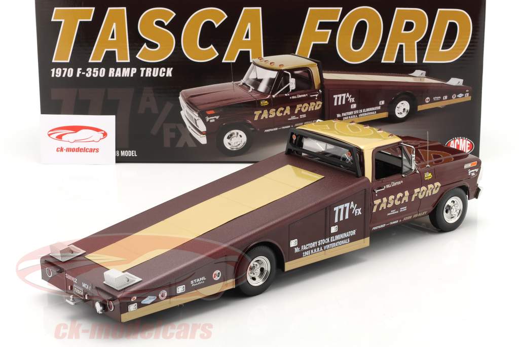 Ford F-350 Ramp Truck Tasca Ford year 1970 brown / gold 1:18 GMP
