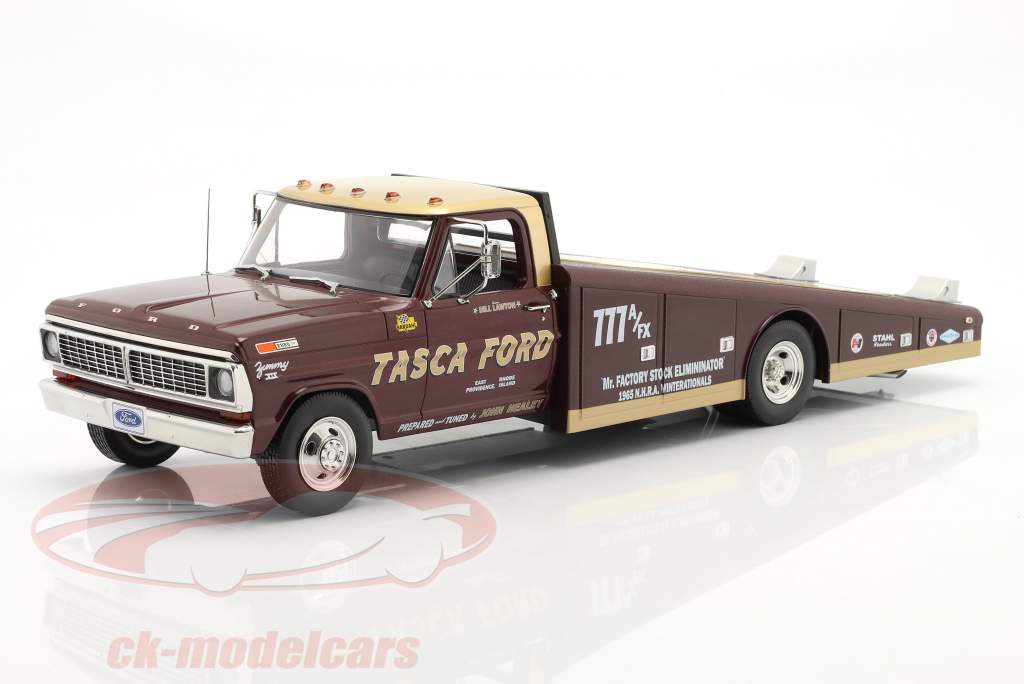 Ford F-350 Ramp Truck Tasca Ford year 1970 brown / gold 1:18 GMP