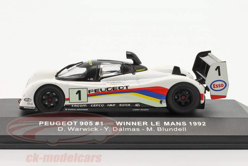 Peugeot 905 #1 vinder 24h LeMans 1992 Dalmas, Warwick, Blundell 1:43 Ixo