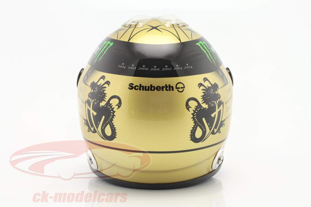 M. Schumacher Mercedes GP formule 1 Spa 2011 goud helm 1:2 Schuberth