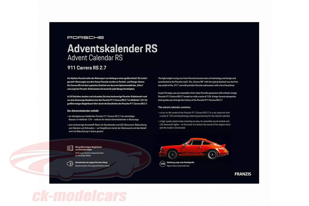 Porsche RS Calendário do Advento: Porsche 911 Carrera RS 2.7 1:24 Franzis