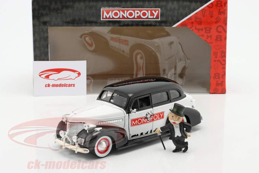 Chevrolet Master Deluxe Mr. Monopoly 1939 черный / Белый 1:24 Jada Toys