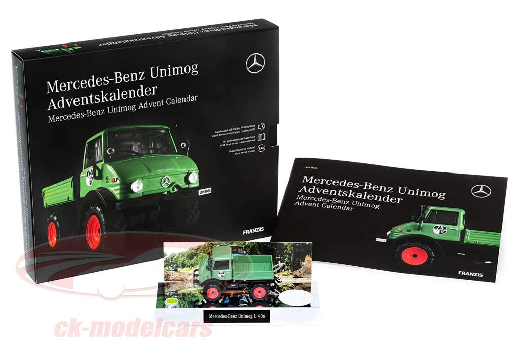 Unimog Adventskalender: Mercedes-Benz Unimog U 406 1977 grün 1:43 Franzis