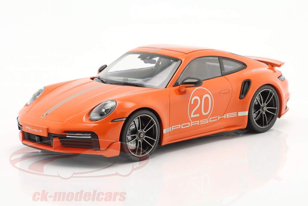 Porsche 911 (992) Turbo S Coupe Sport Design 2021 orange 1:18 Minichamps