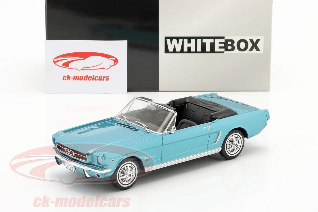 Ford Mustang Convertible year 1965 turquoise metallic 1:24 WhiteBox