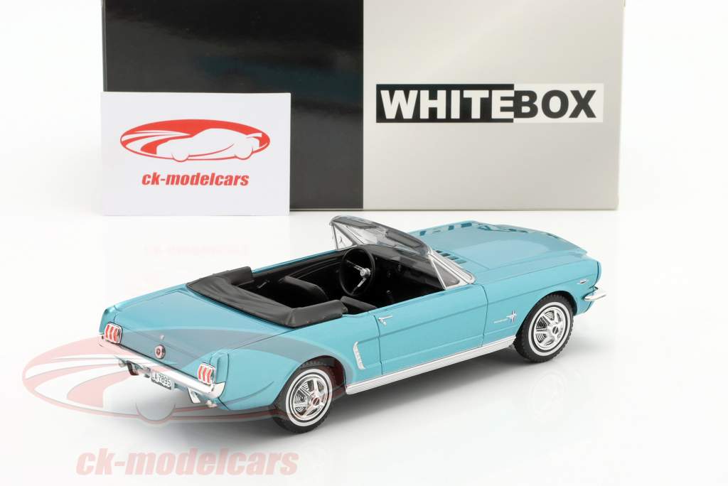Ford Mustang Convertible year 1965 turquoise metallic 1:24 WhiteBox
