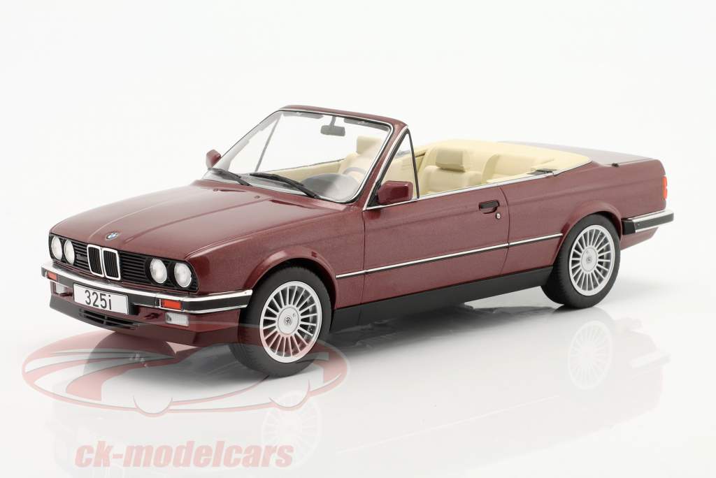 BMW 325i (E30) convertible Año de construcción 1985 rojo oscuro metálico 1:18 Model Car Group