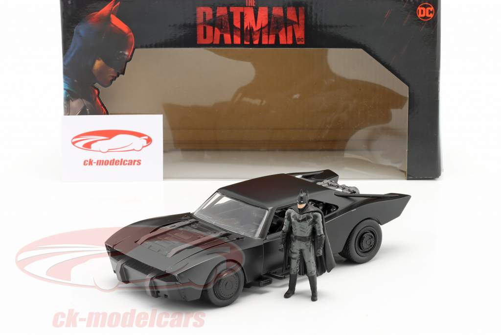 Batmobil mit Batman Figur Film The Batman (2022) schwarz 1:24 Jada Toys