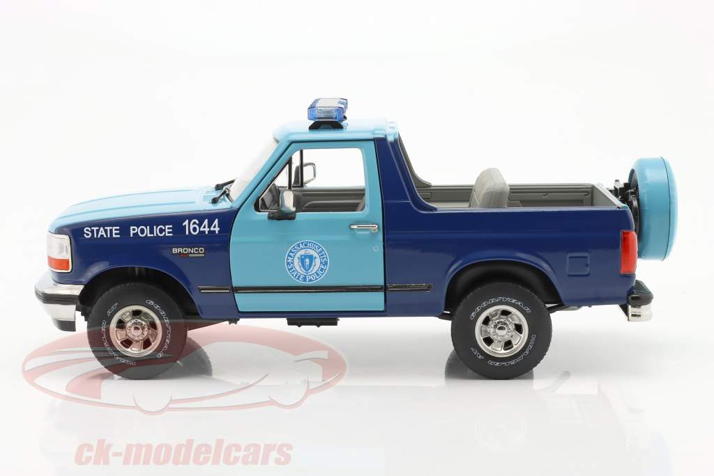 Ford Bronco XLT Massachusetts State Police 1996 blå 1:18 Greenlight